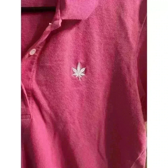 Boast Pink Pot Leaf Logo Golf Tennis Pickleball Polo Top L - Picture 2 of 7